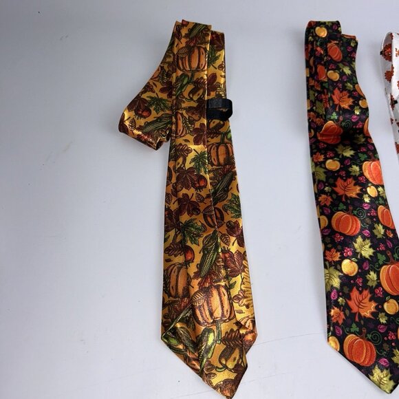Lot of FOUR Men's Novelty Thanksgiving Neck Ties Pumpkins Turkeys No Brand 56" - Picture 15 of 15